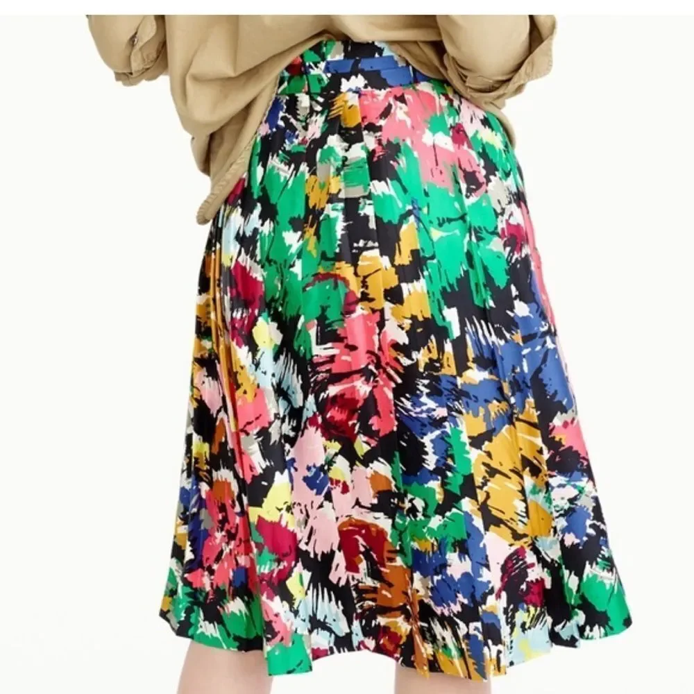 J.Crew Silk Pleated Midi Skirt